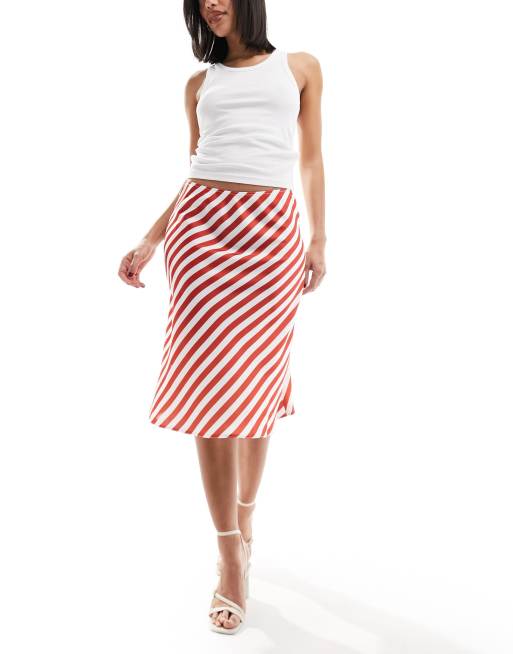 White and clearance red satin skirt