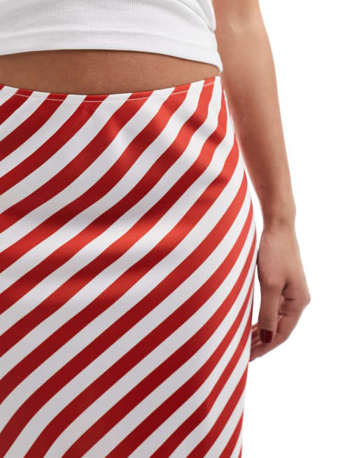 Red and deals white striped skirt