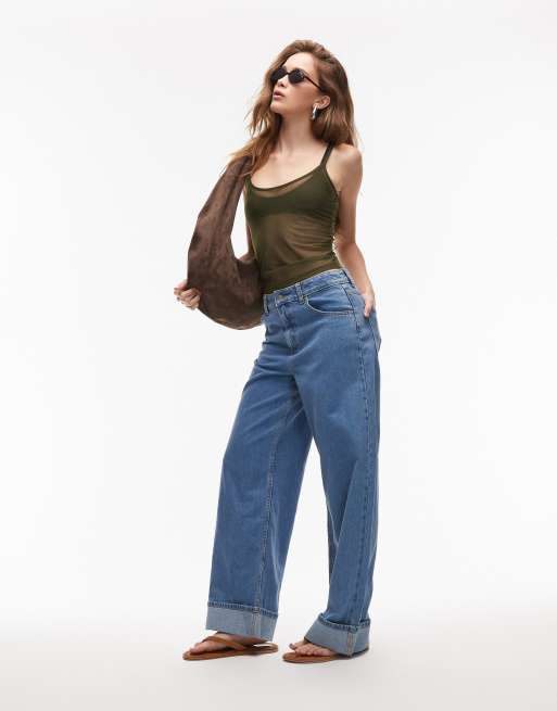 ASOS DESIGN 90's mesh cami top in khaki