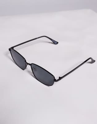 Asos Design 90s Metal Frame Sunglasses In Black