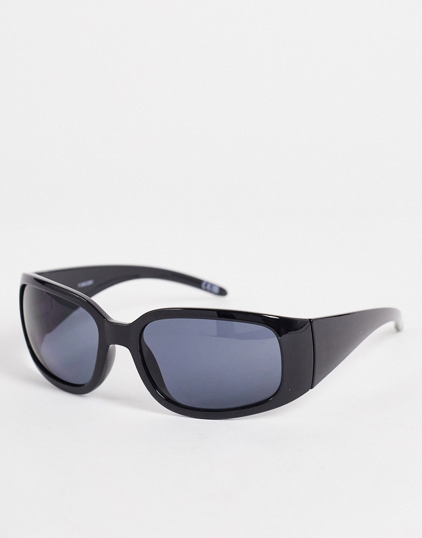 ASOS DESIGN 90s mid oval sunglasses-Black