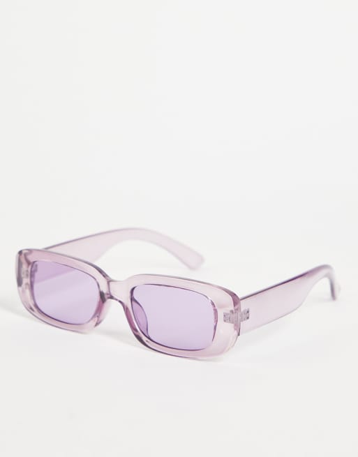 Asos Design 90s Mid Rectangle Sunglasses In Lilac Lilac Asos 