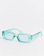 ASOS DESIGN 90's mid rectangle sunglasses with in baby blue - LBLUE