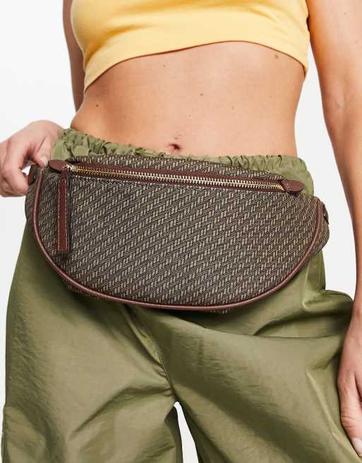 ASOS DESIGN 90s monogram bum bag in brown