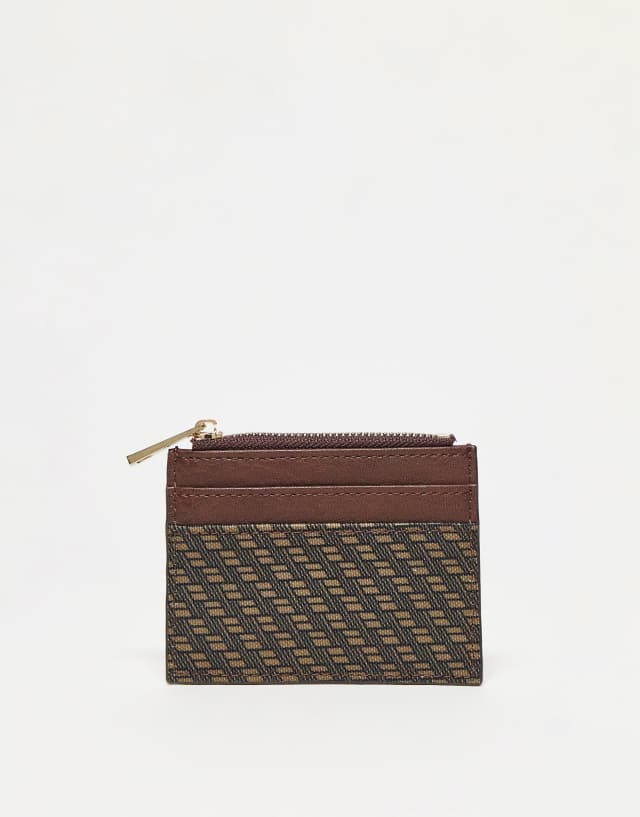 ASOS DESIGN 90s monogram cardholder in brown