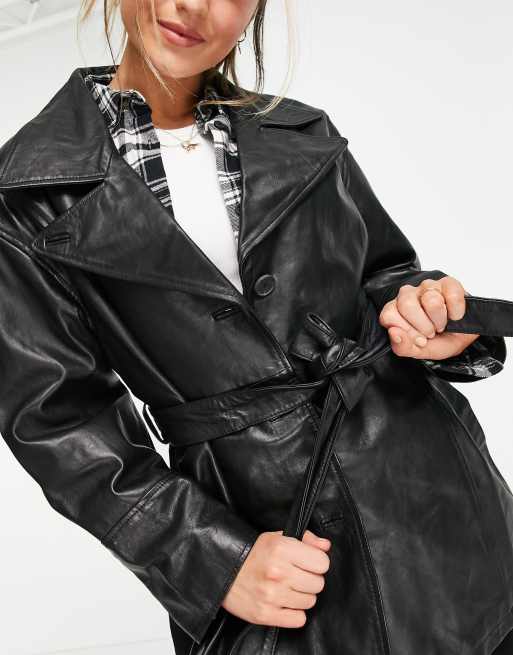 Asos leather outlet coat