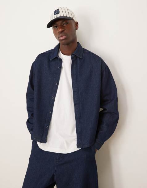 ASOS DESIGN 90s oversized boxy denim shacket in indigo wash - part of a set - view 1
