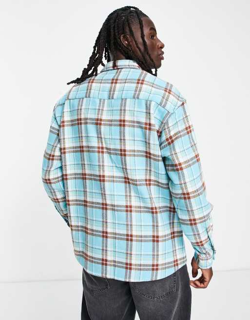 ASOS DESIGN 90s oversized brushed flannel plaid shirt in orange