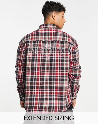 ASOS DESIGN 90s oversized brushed flannel check shirt with back city embroidery