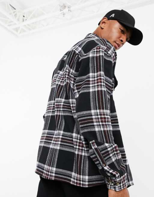 ASOS DESIGN 90s oversized brushed flannel plaid shirt in orange