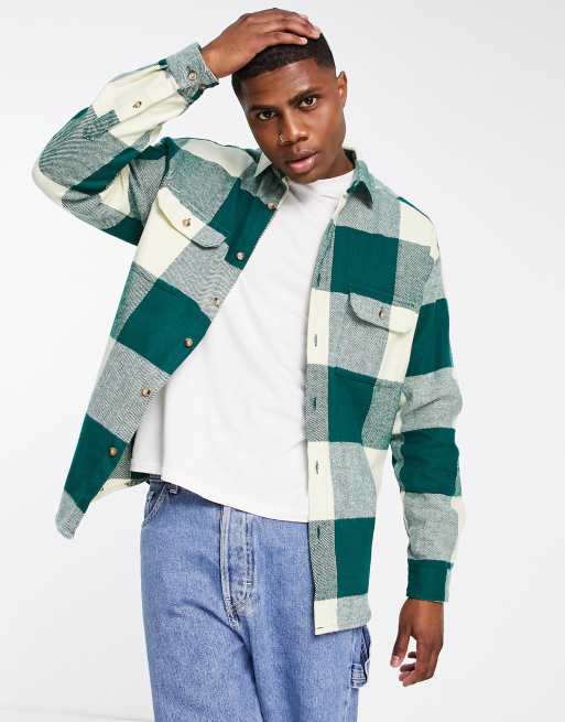 ASOS DESIGN 90s oversized buffalo check shirt in green | ASOS