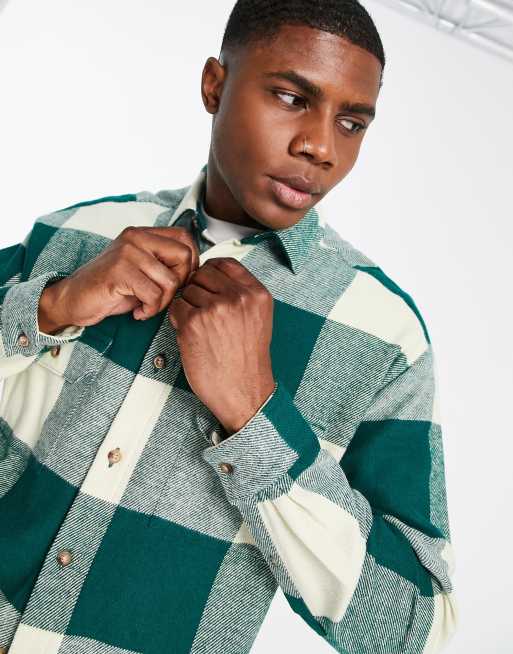 ASOS DESIGN 90s oversized buffalo check shirt in green | ASOS