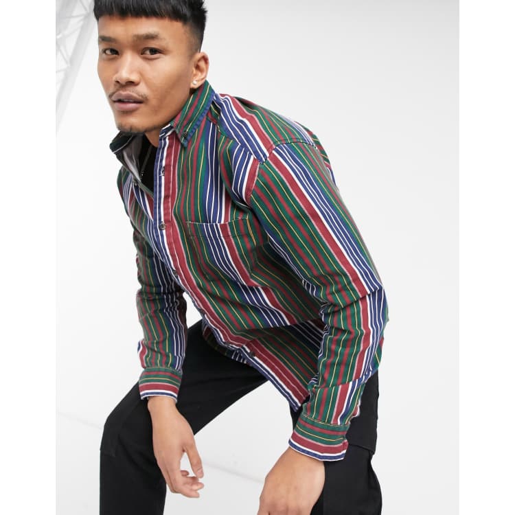 ASOS DESIGN 90s oversized button down shirt in retro stripe | ASOS