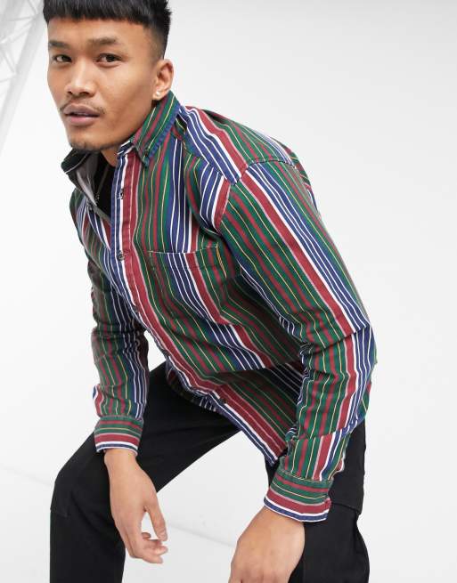 ASOS DESIGN 90s oversized button down shirt in retro stripe