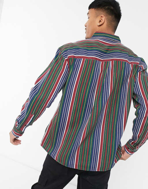 ASOS DESIGN 90s oversized button down shirt in retro stripe