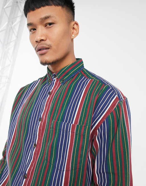 ASOS DESIGN 90s oversized button down shirt in retro stripe