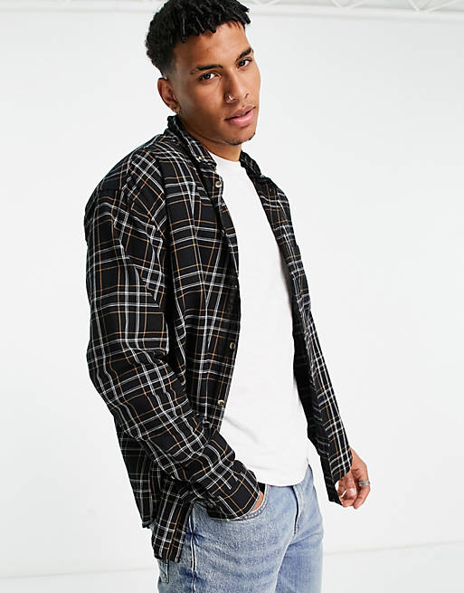 ASOS DESIGN 90s oversized check shirt in black and white cotton