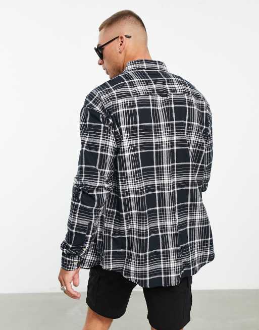 Grey oversized hot sale check shirt