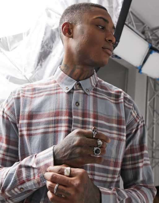 ASOS DESIGN 90s oversized check shirt in blue