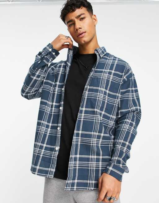 ASOS DESIGN 90s oversized check shirt in blue | ASOS