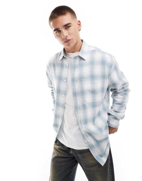 ASOS DESIGN 90s oversized check shirt in blue - view 1