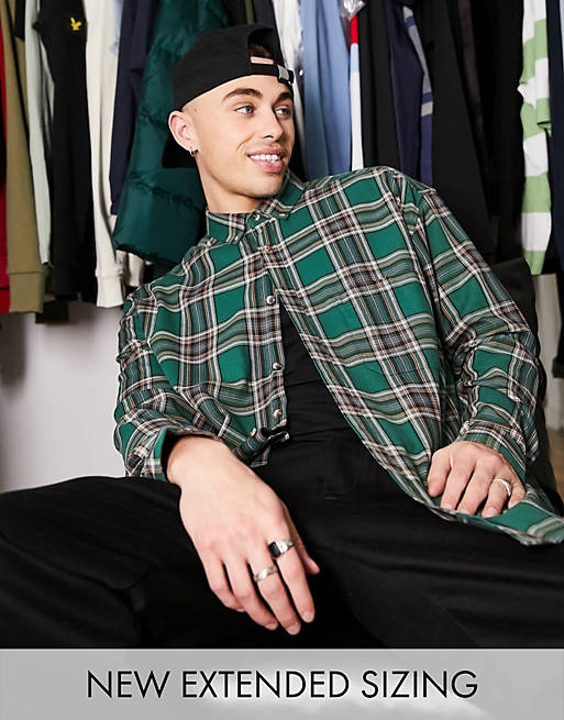 Shirts 90s oversized check shirt in collegiate green 