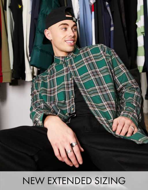 ASOS DESIGN 90s oversized check shirt in collegiate green