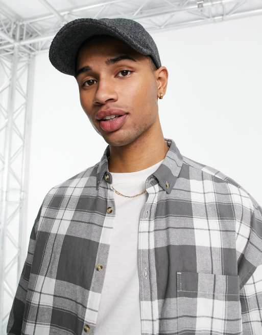 ASOS DESIGN 90s oversized check shirt in gray | ASOS
