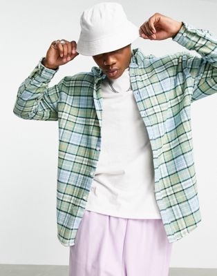 ASOS DESIGN 90s oversized check shirt in green brushed flannel