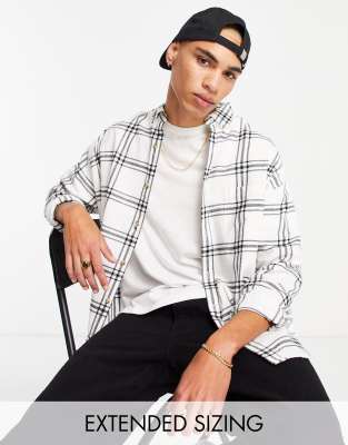 ASOS DESIGN 90s oversized check shirt in white