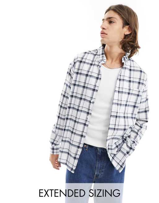 ASOS DESIGN 90s oversized check shirt in white