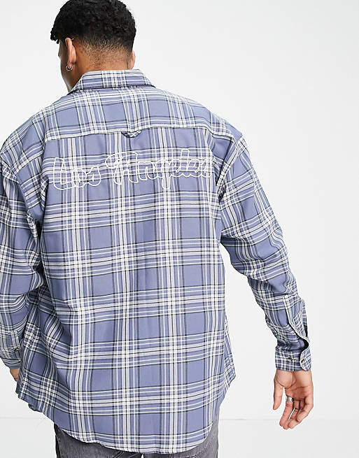 ASOS DESIGN 90s oversized check shirt with back city print