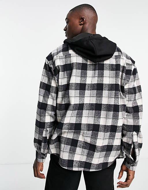 Shirts 90s oversized check shirt with jersey hood 