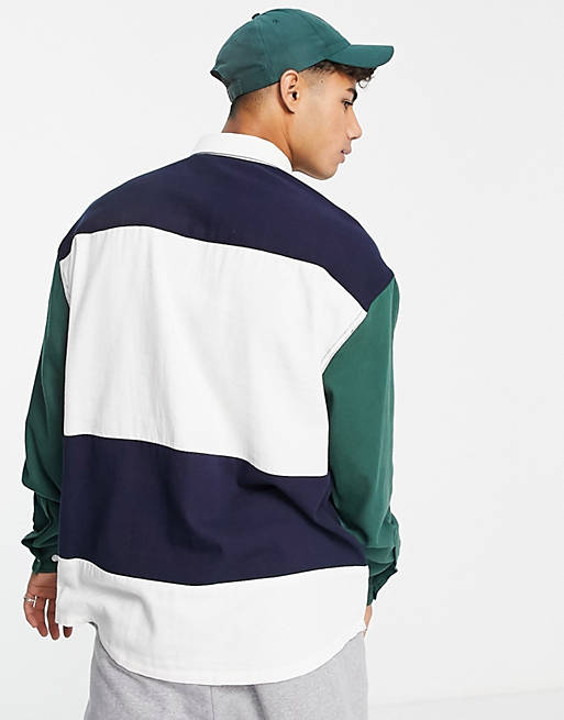 Polo shirts 90s oversized colour block rugby shirt 