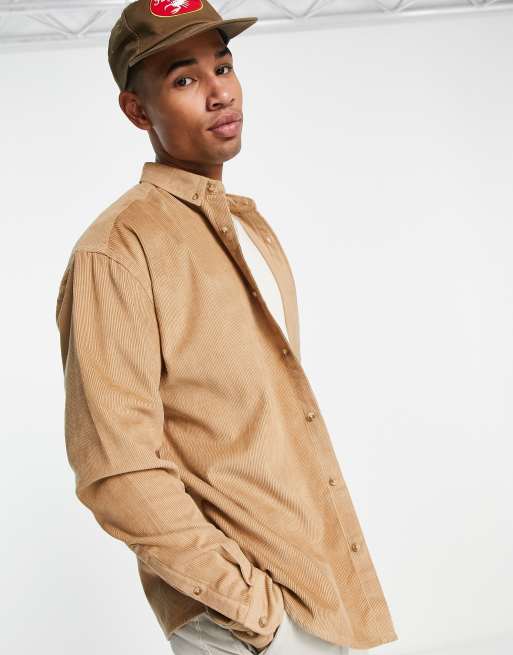 ASOS DESIGN 90s oversized cord shirt in beige | ASOS