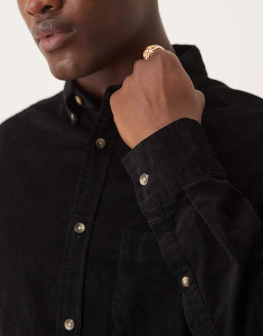 ASOS DESIGN 90s oversized cord shirt in black , 2 of 4