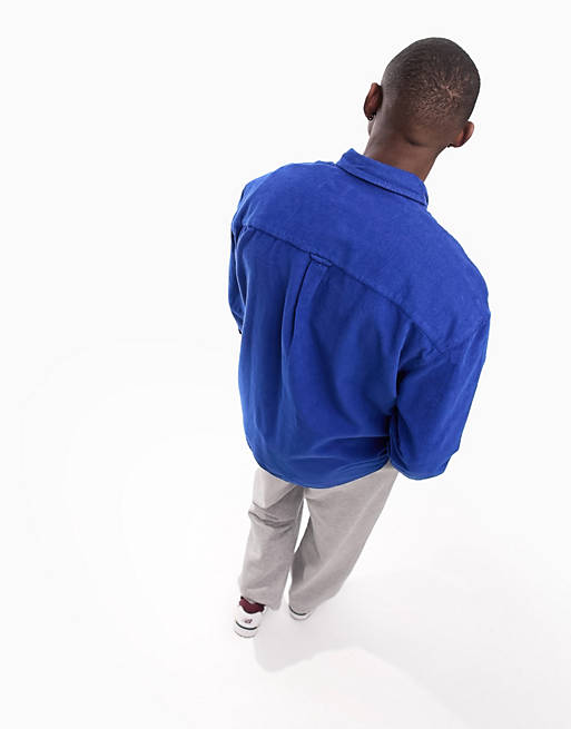 ASOS DESIGN 90s oversized cord shirt in bright cobalt blue | ASOS