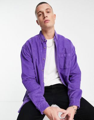 ASOS DESIGN 90s oversized cord shirt in bright purple - ASOS Price Checker