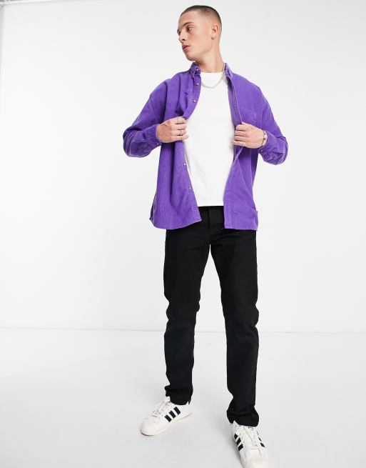 ASOS Design 90s Oversized Lightweight Cord Shirt in Purple