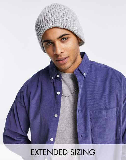 ASOS DESIGN 90s oversized cord shirt in dark blue 