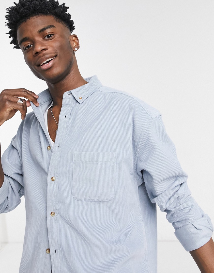 ASOS DESIGN 90s oversized cord shirt in dusty blue