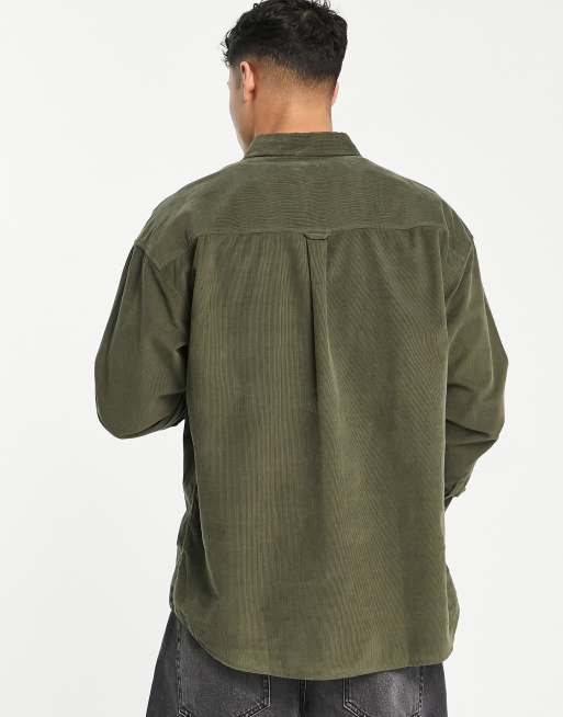 ASOS DESIGN 90s oversized cord shirt in khaki , 2 of 4
