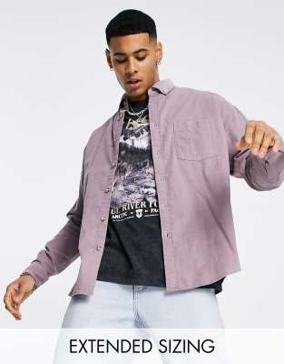 ASOS Design 90s Oversized Lightweight Cord Shirt in Purple