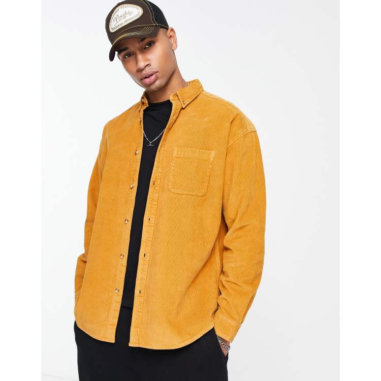 ASOS DESIGN 90s oversized cord shirt in mustard in cotton blend