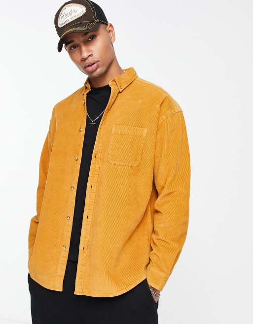 ASOS DESIGN 90s oversized cord shirt in mustard in cotton blend | ASOS