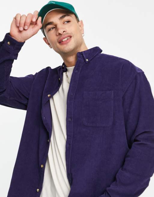 ASOS DESIGN 90s oversized cord shirt in navy