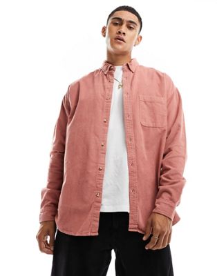 Shop Asos Design '90s Oversized Cord Shirt In Pink