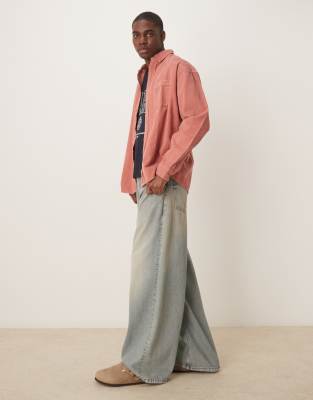 ASOS DESIGN '90s oversized cord shirt in pink