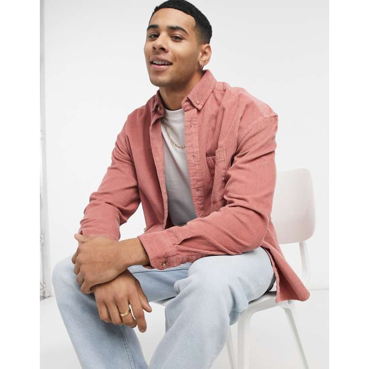 ASOS DESIGN 90s oversized cord shirt in pink