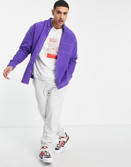 ASOS Design 90s Oversized Lightweight Cord Shirt in Purple